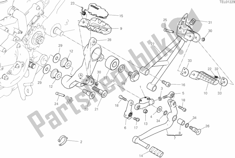 Todas as partes de Apoios Para Os Pés, Esquerdo do Ducati Hypermotard 950 SP USA 2019